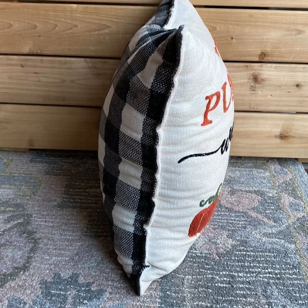 Harvest & Co Pumpkin Fall Buffalo Plaid Throw Pillow